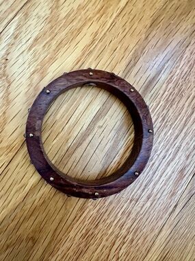 Silpada Wildwood Wooden Bangle Bracelet with Brass Studs - Brown #B3303